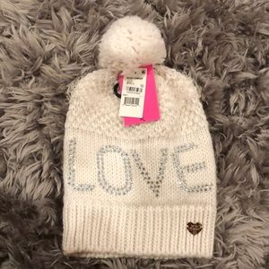 Ivory “love” beanie